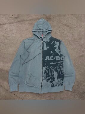 crazy 2000s y2k grunge ACDC graphic band zipup hoodie